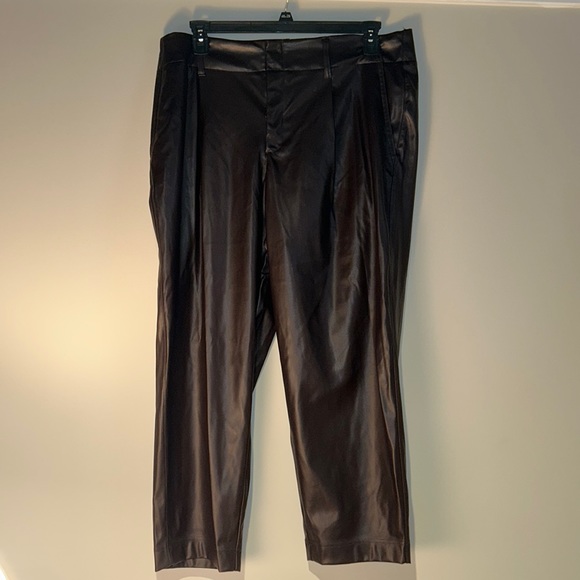 Brown Faux Leather Pants - Picture 1 of 7